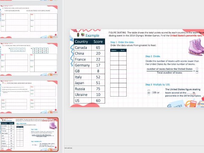 Measures of Centre - averages and percentiles