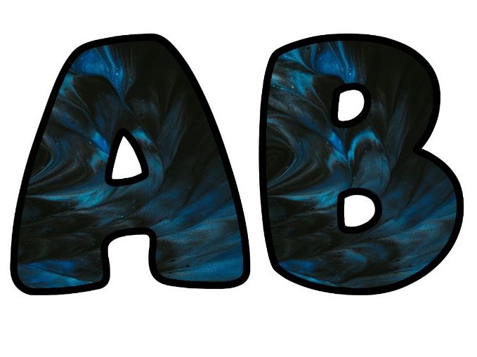 Blue Black Art 3D Classroom Display | Lettering Set | Upper & Lowercase, 0-9 and Signs