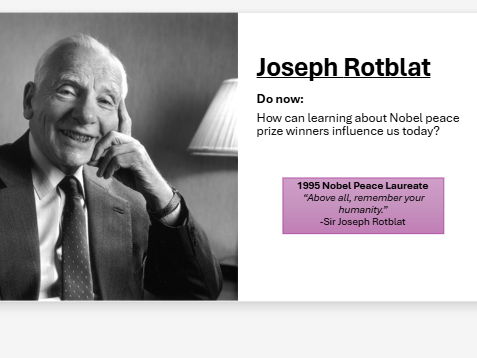 KS3 RE – Joseph Rotblat & Nuclear Weapons (Nobel Peace Prize Lesson)