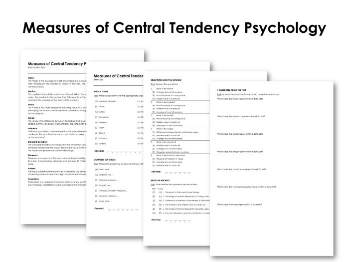 Measures of Central Tendency Psychology | Teaching Resources