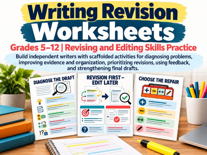Writing Revision Worksheets Grades 5–12 | Revising & Editing Skills