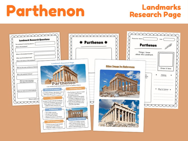 Parthenon Landmark Research Project | Ancient Greece Worksheets