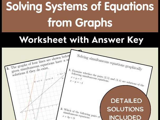 Solving Systems of Equations from Graphs Worksheet with Answer Key