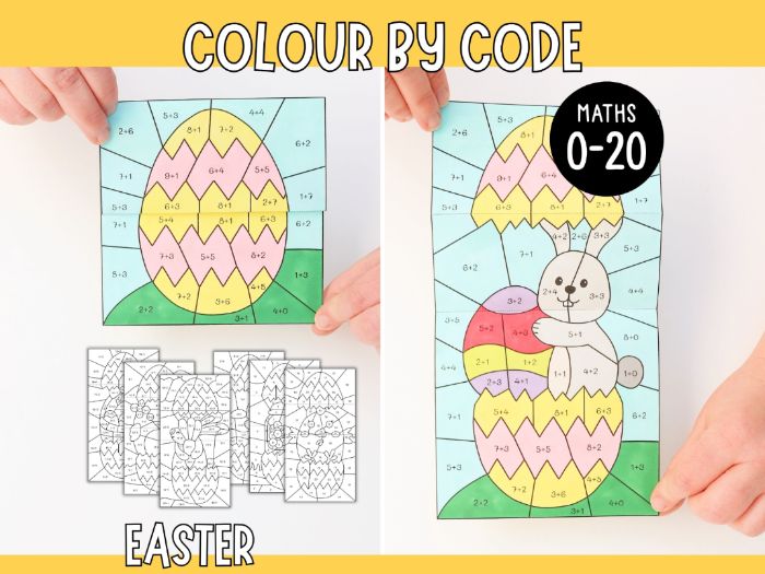 Colour by Code Maths to 20 (Addition & Subtraction) - Easter