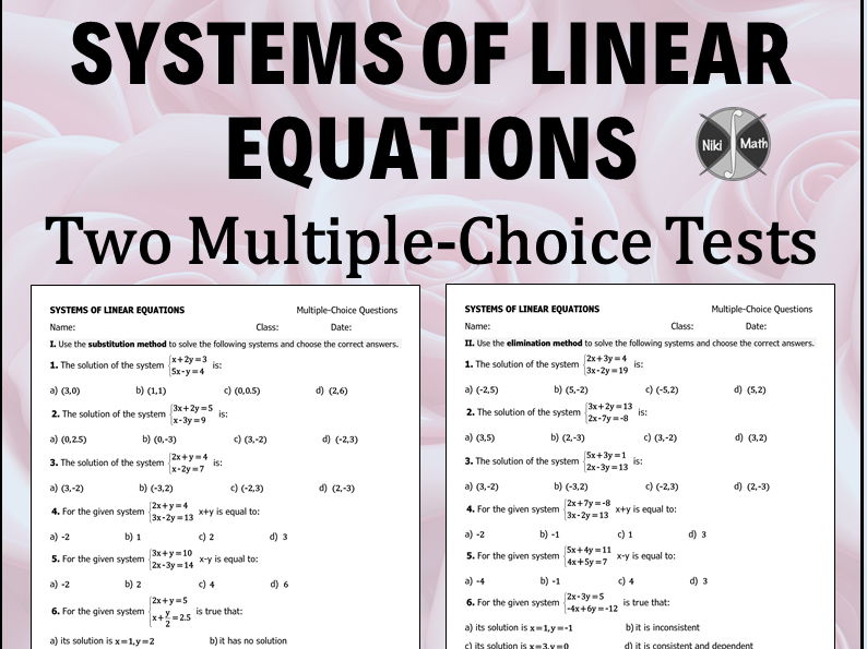 Systems of Linear Equations - Two Multiple-Choice Tests (16 problems)