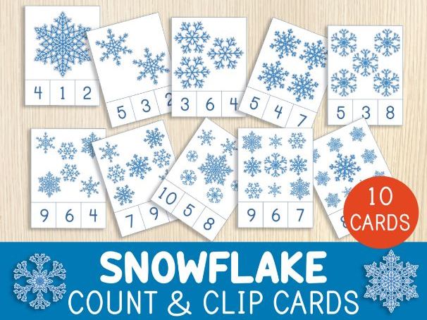 Snowflake Count and Clip Cards - Numbers
