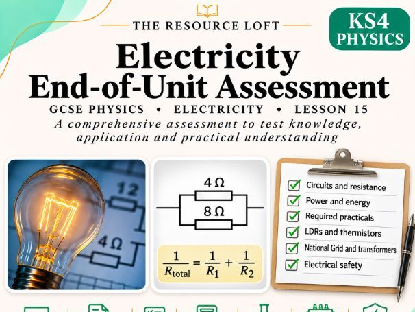 KS4 Physics | Electricity End-of-Unit Assessment | PowerPoint & Differentiated Worksheets | AQA GCSE