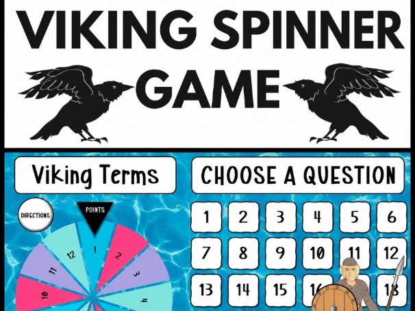 Viking Vocabulary Challenge Self-Grading Spinner Game for Grade 8 PPT