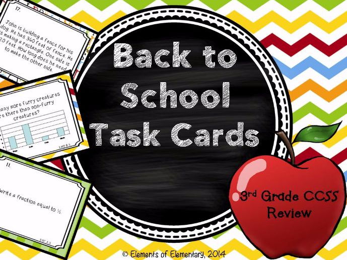 Back to School Math Task Cards: 3rd Grade CCSS Review