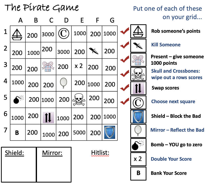 Pirate Game Pre made Teaching Resources