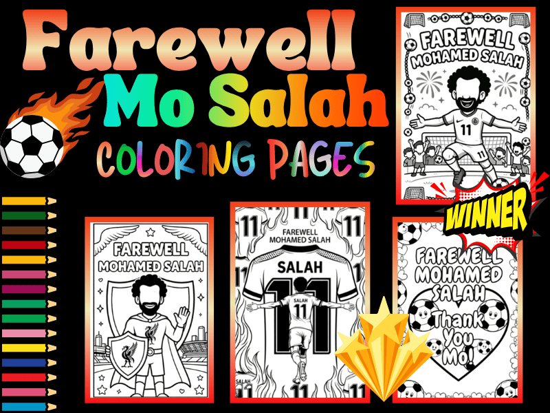 Farewell Mohamed Salah Coloring Pages for Kids | Soccer Legend NO PREP Activity