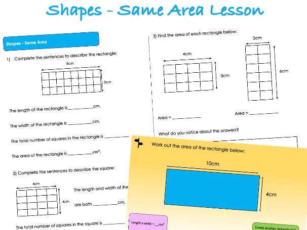 Year 6 Area, Perimeter and Volume - Shape (Same Area) Lesson