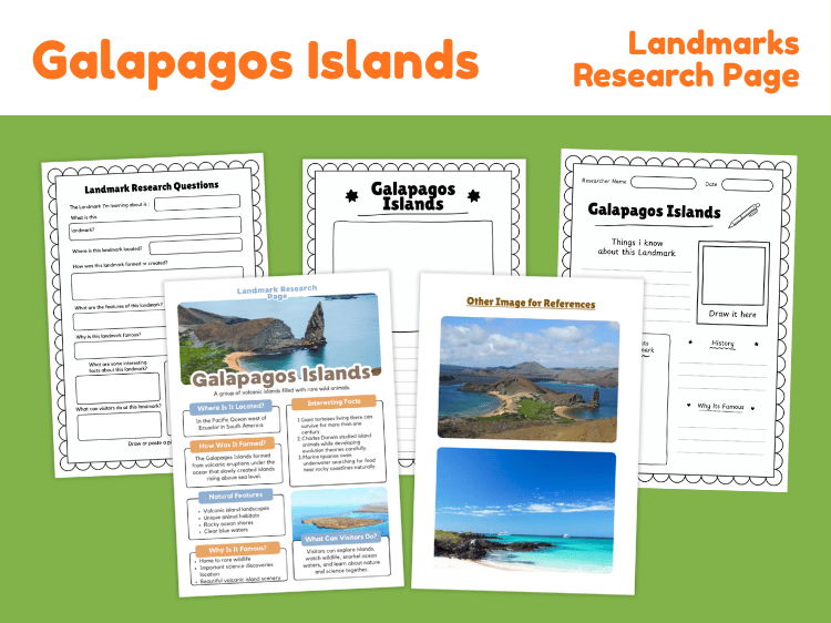 Galapagos Islands Landmark Research Project | Geography Worksheets