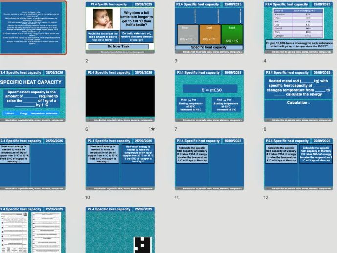 AQA GCSE Physics P2.4 Specific Heat Capacity (Triple & Combined)| editable resources