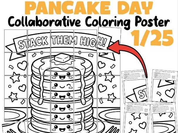 Pancake Day Collaborative Coloring Poster | Pancake Stack Party