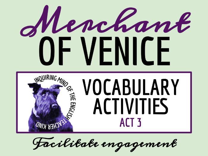 The Merchant of Venice Act 3 Vocabulary Games | Crossword Puzzle | Word Search