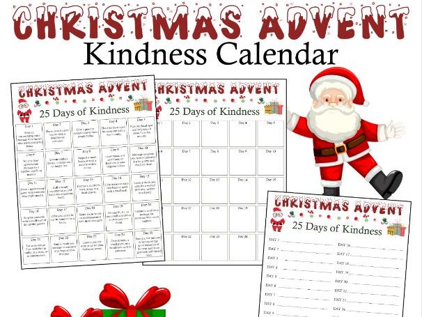 Christmas Advent Kindness Calendar | 25 Days of Kindness Activities & Printable