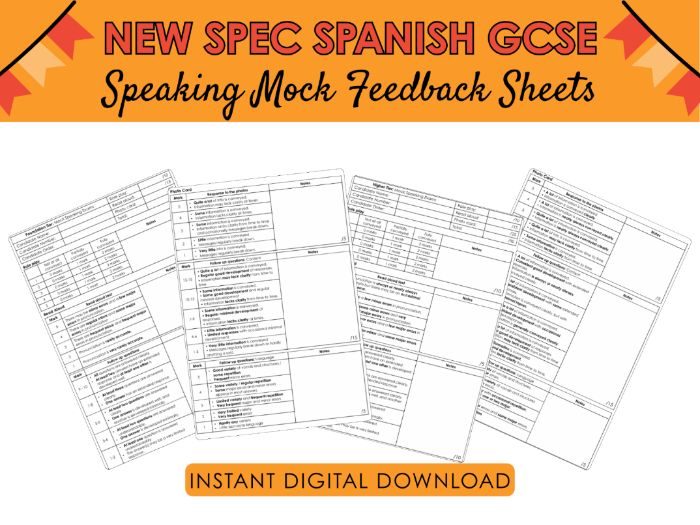 NEW SPEC- AQA Speaking Marking Sheets