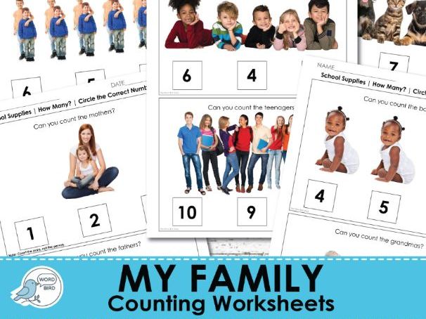 My Family Counting Worksheets Real Photos Preschool and Special Education