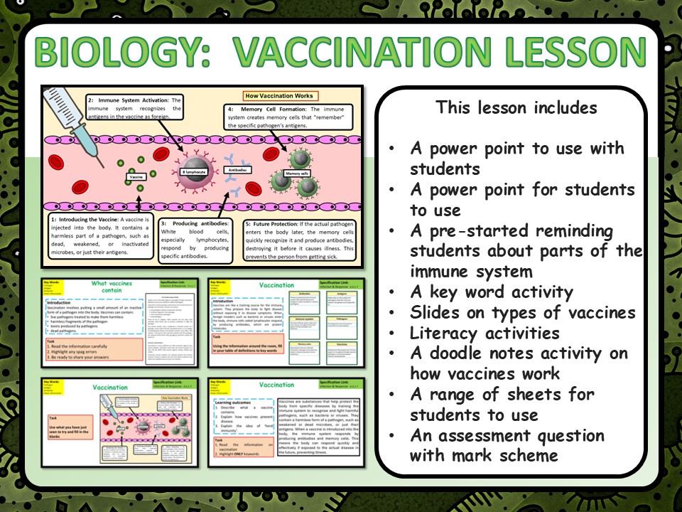 KS4 GCSE Biology (Science) Vaccination Lesson & Activities