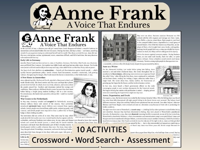 Anne Frank: Reading Comprehension | KS3