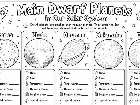 Dwarf Planets Colouring Worksheet- Solar System