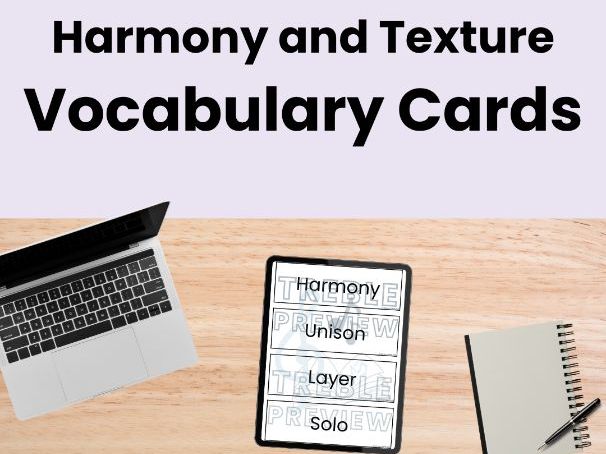 Harmony and Texture Vocabulary Cards | Music Word Wall