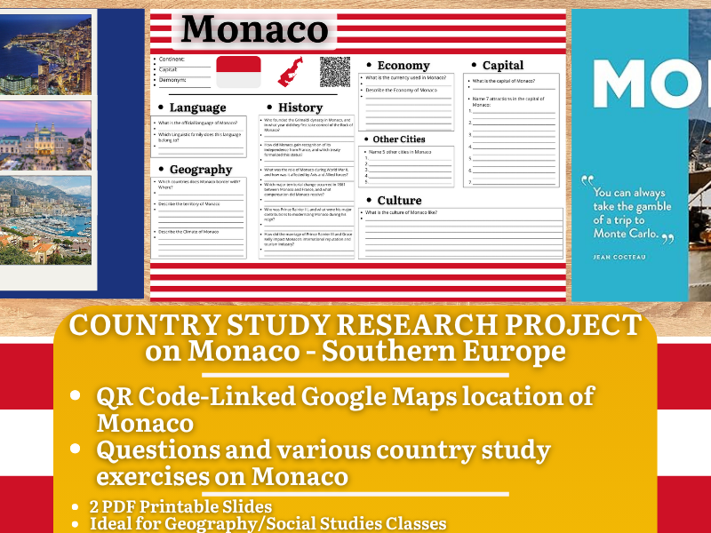 Country Study Research Project - Monaco - Social Studies Report - South Europe