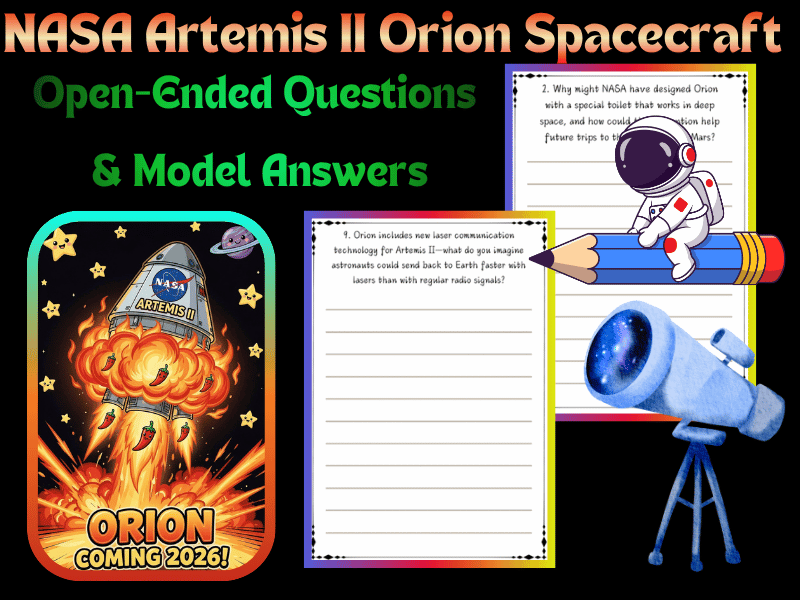 NASA Artemis II Orion Spacecraft: Question & Answer Pack for Grades 4-9 NO PREP