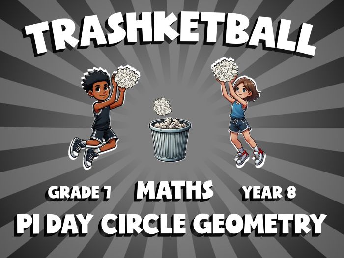 Pi Day Circle Geometry TRASHKETBALL Maths Game | No-Prep Year 8 Review Activity