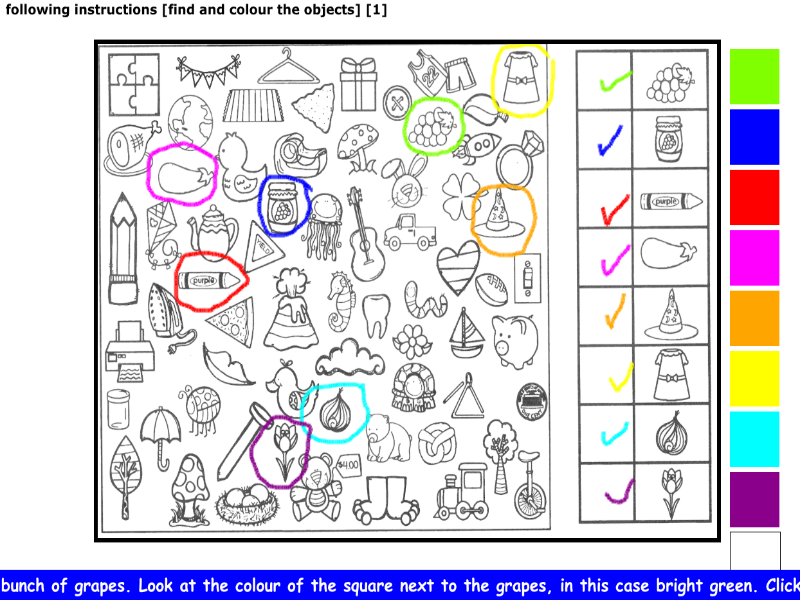 following instructions [look, find and circle the objects] [1]