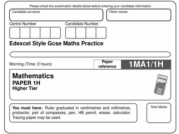 GCSE Calculator Higher Tier Maths Mock Paper