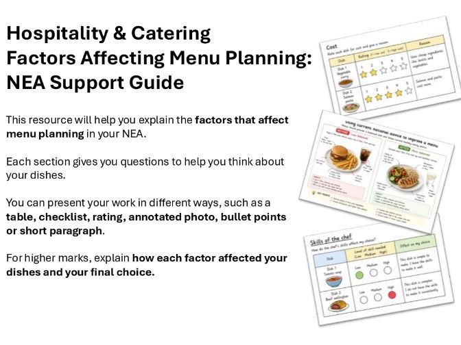 Hospitality & Catering NEA – How to Explain Factors Affecting Menu Planning