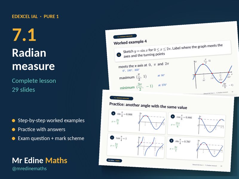 Radian Measure – Edexcel IAL Pure 1 (Chapter 7.1) – Complete Lesson
