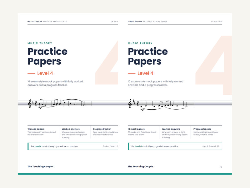 Level 4 Music Theory Practice Papers – Packs A + B (20 Mock Papers)