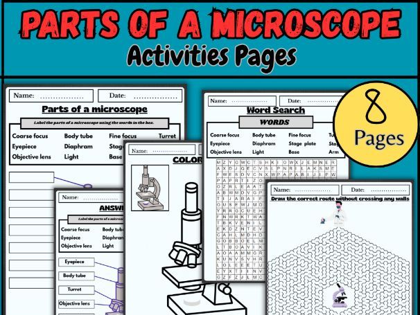 Parts of a microscope/Microscope labeling worksheet/Biology lab worksheet