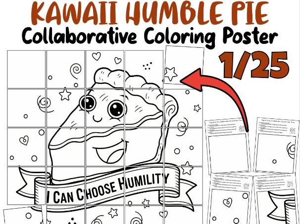 Kawaii Humble Pie Collaborative Poster | SEL Humility & Kindness Activity