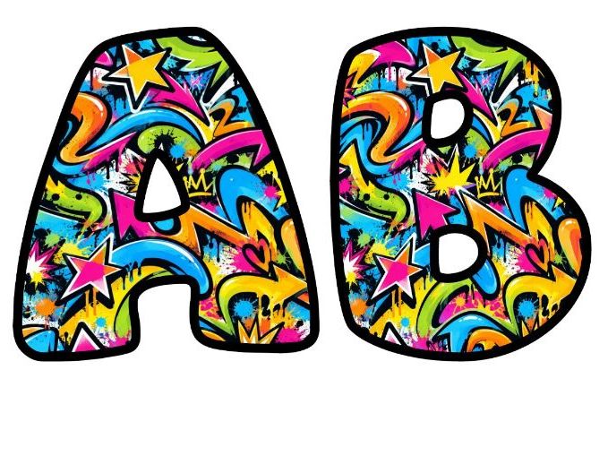 Graffiti Arrows and Stars Bubble Letters | Patterned Bulletin Board Letters | Classroom Display Pack