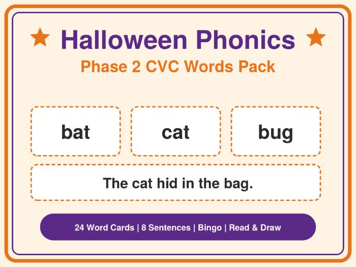 Halloween Phonics Phase 2 CVC Words Pack