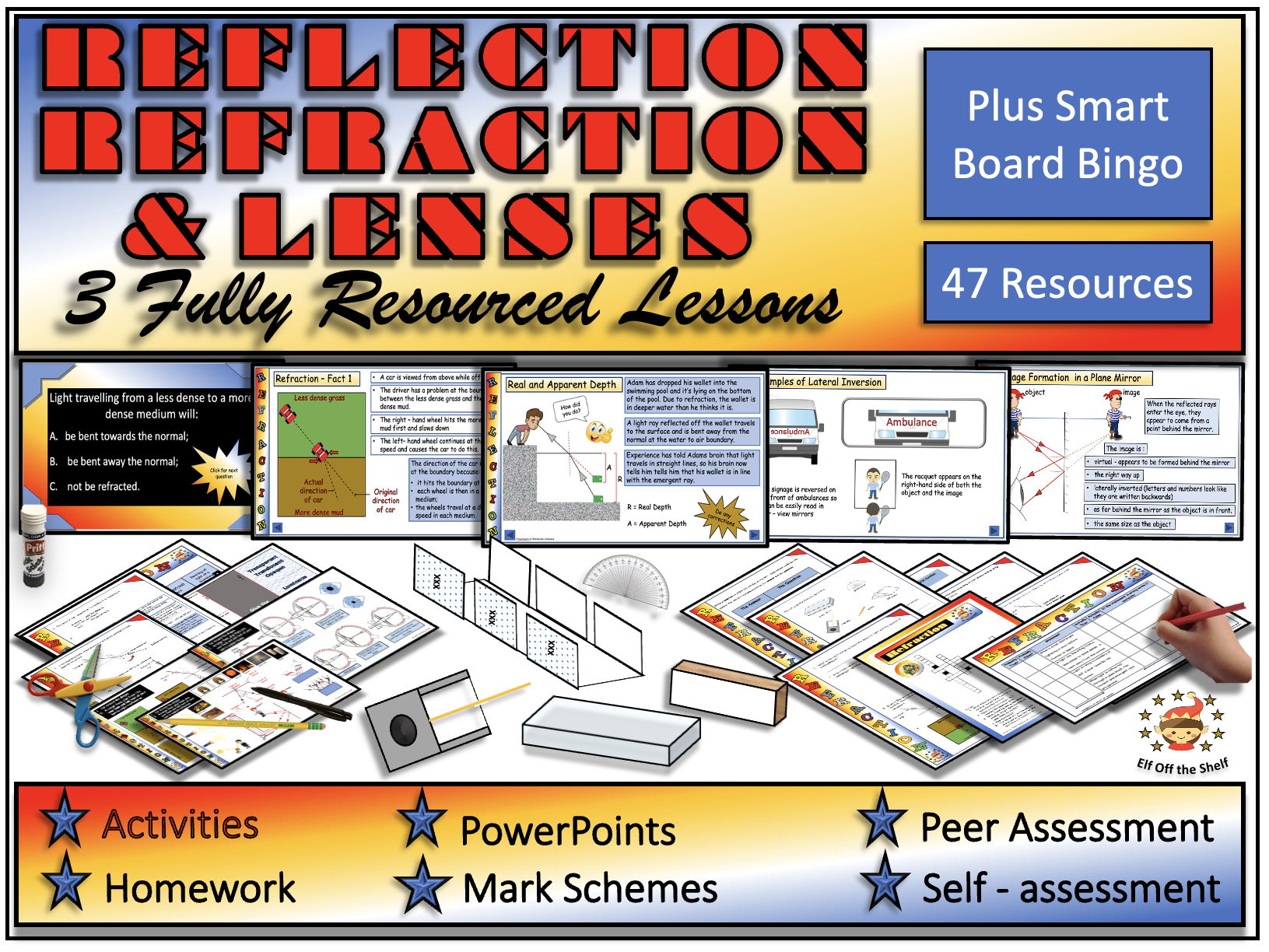 Light - Reflection, Refraction and Lenses - 3 Fully Resourced Lessons Plus Smart Board Bingo KS3