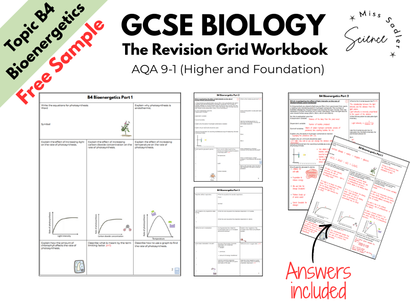 AQA GCSE Biology: Bioenergetics (Topic 4) - Complete Revision Grid Workbook