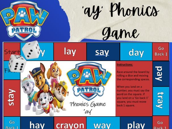 Paw Patrol 'ay' Phonics Game