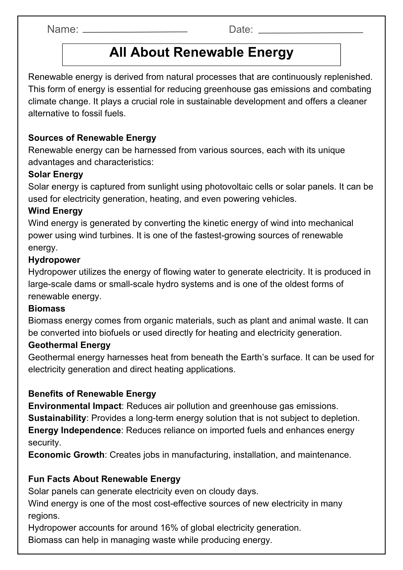 Renewable Energy Reading Comprehension Passages & Questions Worksheets ...