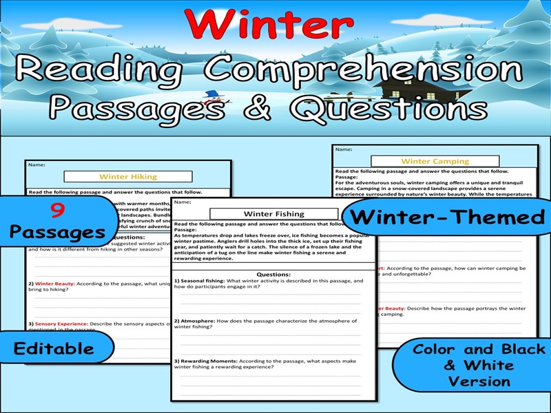 Winter Nonfiction Reading Comprehension Pack | Close Reading Passages & Questions (KS2)