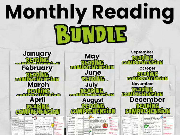 Months of the Year Reading Comprehension Bundle | KS2 Close Reading Activities | Differentiated English Worksheets (Years 3–6)