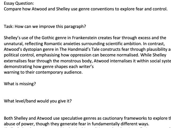 Frankenstein and Handmaid's Tale comparing genre