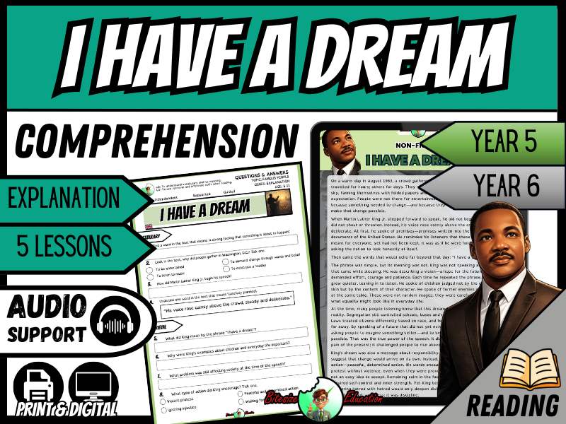 MLK: I Have a Dream | Reading Comprehension | Year 5/6