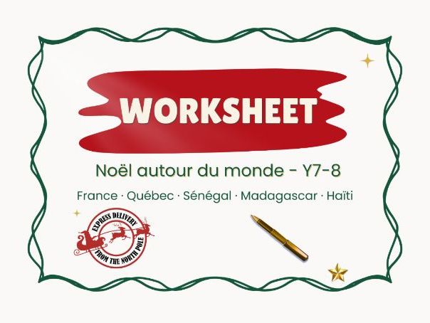 Christmas in the French-speaking world – Y7-8 French worksheet