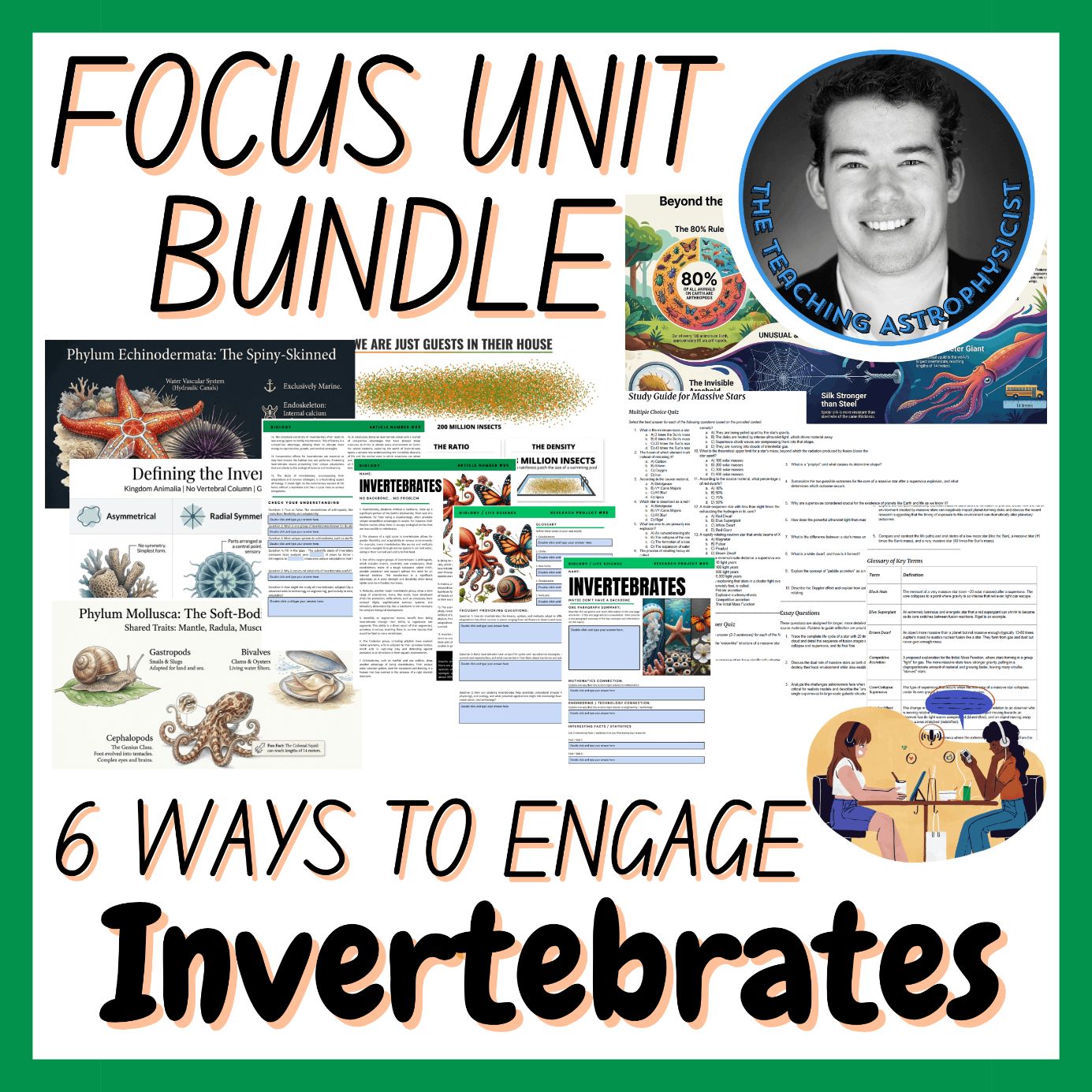 Invertebrates | Biology Focus Unit Bundle | 6 Resources inc. Quiz