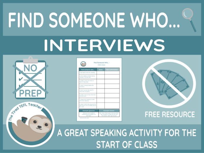 ESL Find Someone Who Activity - Interviews
